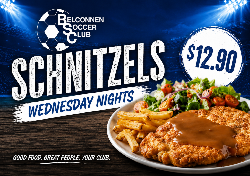 Wednesday Schnitzels at Belconnen Soccer Club